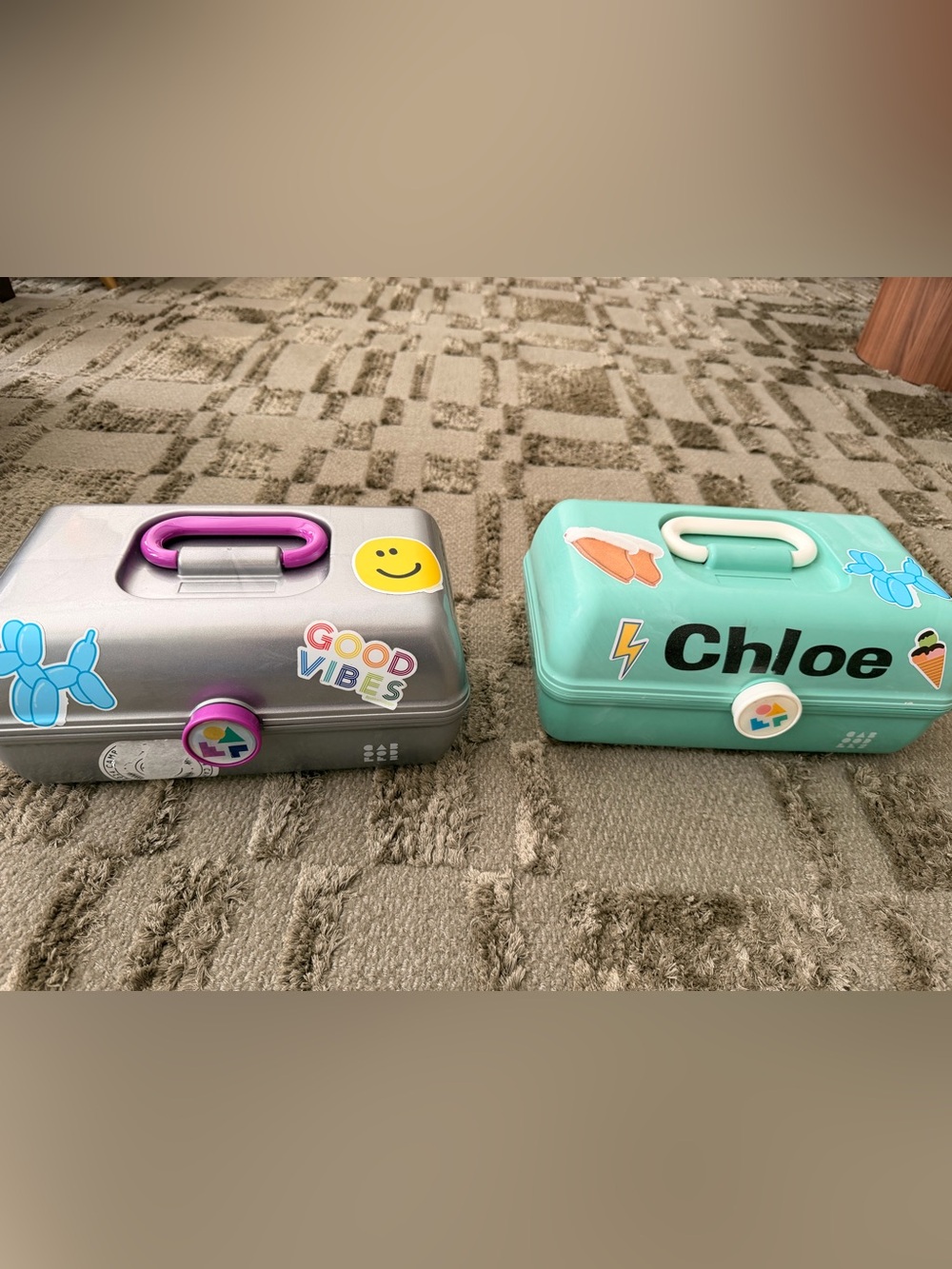 Set of two Caboodles Turquoise and Silver Cosmetic Cases